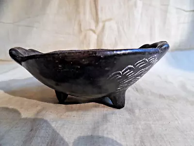 Vintage Footed Trinket Bowl Mexican Black Pottery • $10