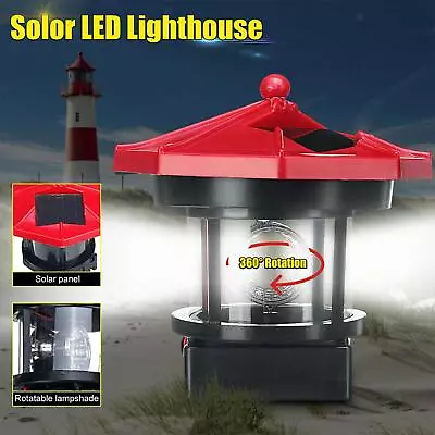 Solar Lighthouse Rotating Lamp LED Solar Light Garden Patio Lawn Decor • £8.70