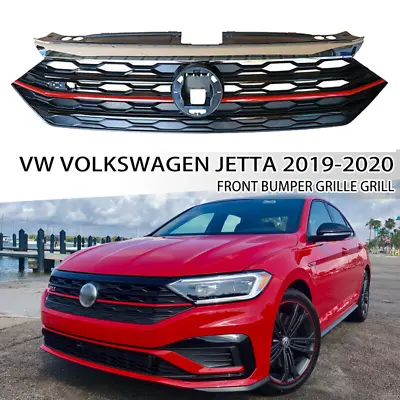$78.99 • Buy For VW Volkswagen Jetta 2019-2021 Chrome Front Upper Center Grille W/Red Trim