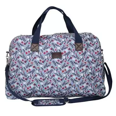 Peony® Berries Matte Oilcloth Overnight Weekend Travel Bag Blue • £39.99