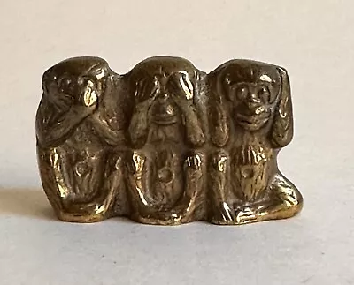 Vintage Brass Monkey See Say Hear No Evil Paperweight Retro Figurine Taiwan • $10