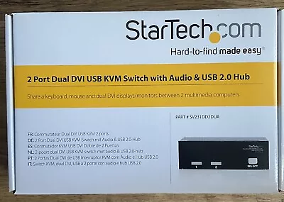 New Startech 2 Port Dual DVI USB KVM Switch With Audio & USB 2.0 Hub SV231DD2DUA • £59.99