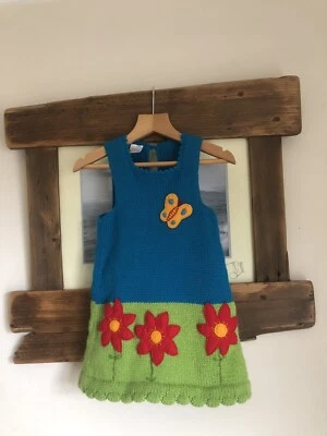 £9.99 • Buy Baby Knitted Dress With Applique Design Hand Made In Peru Age 1-2 Years