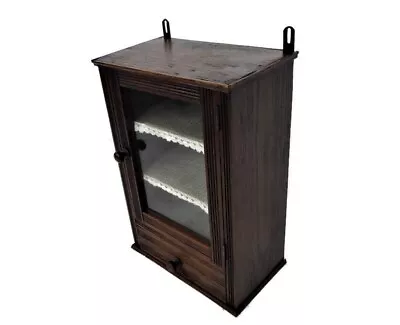 Vintage Kitchen Apothecary Bathroom Wall Cabinet Display Glass Door Lovely Oak • $299.75