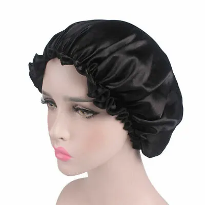 Womens Sleeping Hair Cap Satin Net Head Cover Elastic Night Sleep Cap Bonnet Cap • £12.99