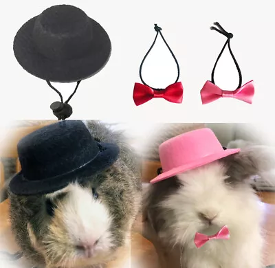 Rabbit Guinea Pig Ferret Costumes Clothes Hat With Bowtie Collar Accessories Toy • £4.30