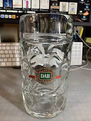 Vintage German Dortmunder Actien-Brauerei DAB 1 Liter Glass Beer Mug • $20