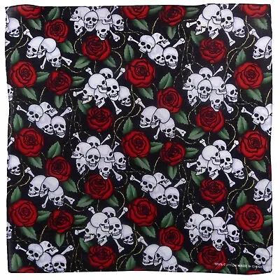 Skulls And Roses Cotton Bandanna Scarf Fancy Dress Festivals • £4.25