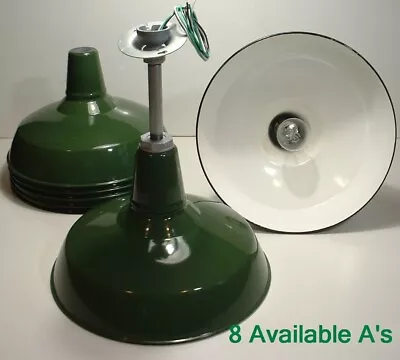 (1) 30s Benjamin 16  Porcelain Industrial Green Barn UL Light VTG Gas Station As • $275