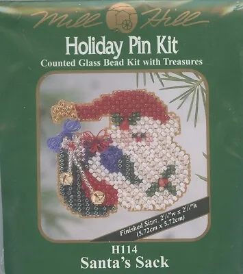 Mill Hill Holiday Pin Kit Santa's Sack Counted Glass Bead Kit W Treasures H114 • $14.95