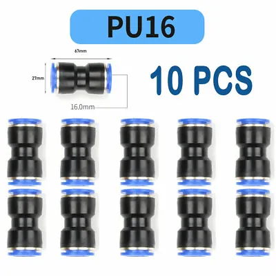 (16mm)5/8  OD Tube Pneumatic Straight Union Push To Connect Air Fitting 10PC #SH • $12.99