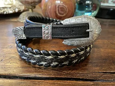 XL Navajo James Reid Style Sterling Silver Nu Horsehair Belt 31-32-1”-75”✅ • $385