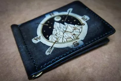 $109.26 • Buy Men's Handmade Leather Money Clip Compass Rose (Z30b) Unisex