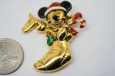 VTG Disney Napier Mickey Mouse Gold Plated Brooch Pin  2 ”  A21 • $19.99