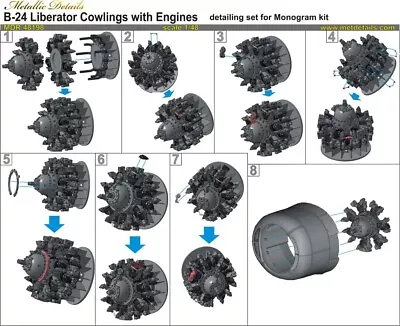 1/48 Metallic Details MDR48198 B-24 Liberator. Cowlings With Engines • $51