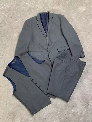 T&W Grey 3 Piece Suit - Jacket 44S Waistcoat L Trousers 34R • £20