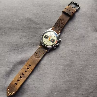 £22.99 • Buy Premium Italian Thick Leather Handmade Watch Strap 20mm Flottiglia Brown Black
