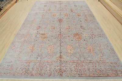 Modern Anatolia 9′ X 12’6” Grey Wool/Viscose Hand-Knotted Oriental Rug • $2205.75