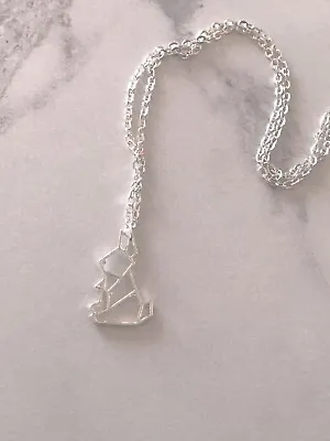 £2.99 • Buy Beautiful New Origami Silver Rabbit Necklace, Geometric Rabbit Necklace
