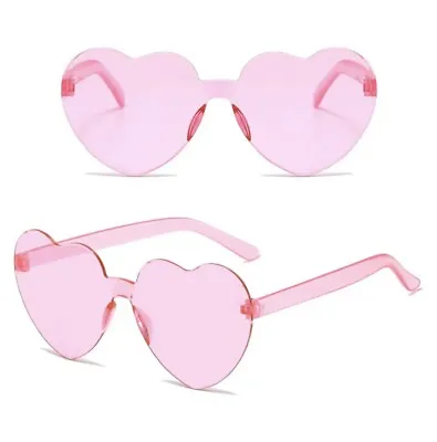 1x Pink Love Heart Shaped Sunglasses Fancy Dress Party Festivals • £1.15