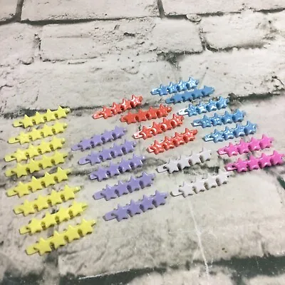 Vintage  Barrettes Plastic Snap Stars Lot Of 26 In 6 Colors • $10.20