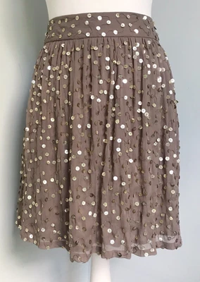 £22.49 • Buy REISS Lina Gold Sequin Latte Chiffon Skirt UK 14 NWOT Occasion Party Wedding
