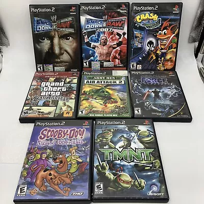 $52 • Buy Lot Of 8 PlayStation 2 Games Smack Down Vs Raw Crash Scooby Doo Star Wars Etc