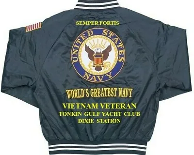 $169.95 • Buy Vietnam Veteran Tonkin Gulf Dixie Station Embroidered Satin Jacket (back Only)