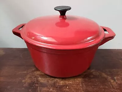 Heuck Classics Large Red Enameled Cast Iron Casserole Dutch Oven 5 Qt • $25