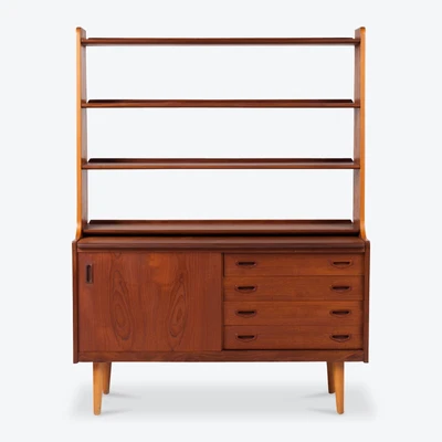 $2000 • Buy Antique/Collection -Bookcase With Cabinet Concealed Desk In Teak, 1960s, Denmark