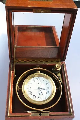 Vintage Antique Elgin Wind Up Gimballed Ship's Watch Marine & Case Chronometer  • $1800