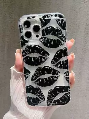 £6.79 • Buy New Black Lips Design Print Transparent Phone Case For IPhones 6-14