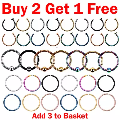 Nose Ring Surgical Steel Hoop Lip Ear Face Fake Septum Helix Small Body Piercing • £1.99