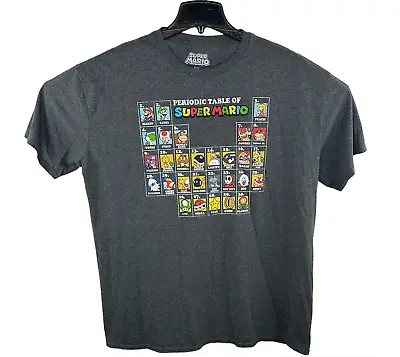 Super Mario Brothers T-Shirt Mens XXL Gray Luigi Periodic Table Peach Toad Yoshi • $17.97