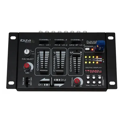 £64.99 • Buy Ibiza Sound DJ21USB-BT 7-Input / 4-Channel Mixer With USB & Bluetooth