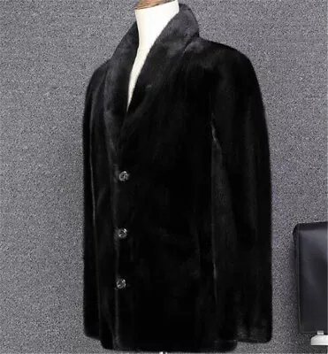 Jackets Men's Winter Warm Mink Fur  Formal Thick Casual Botton Up Party Outwear • $90.85