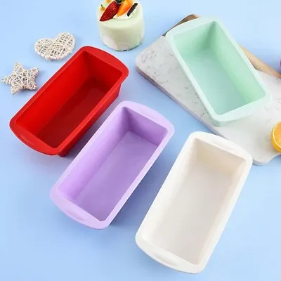 4PCS Silicone Non-stick Cake Baking Mold Toast Bread Loaf Tin Bakeware Pan Mould • £8.07