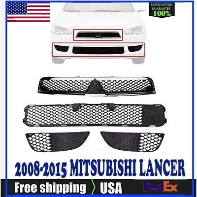 Front Bumper Insertupper Lower Grille Set 4 For 2008-2015 Mitsubishi Lancer. • $115.77