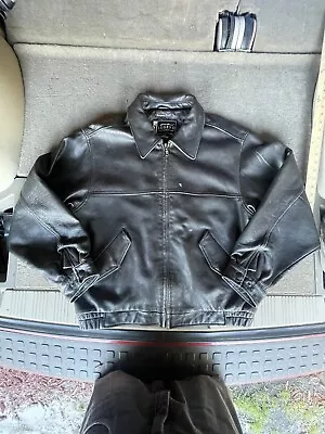 Eddie Bauer Legend Journeyman Brown Leather Bomber Motorcycle Jacket Men's M • $120