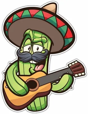 Mexican Cactus Playing Guitar Mariachi Car Bumper Window Sticker Decal 4 X5  • $3.99