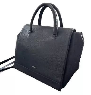 Matt & Nat Vegan Pebbled Leather Crossbody Structured Boxy Shoulder Bag Black • $55.88