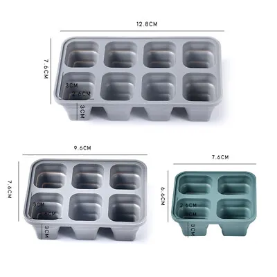 Silicone Ice Cube Tray Large Mold DIY Ball Maker Square Tray Mould With Lid UK • £3.79