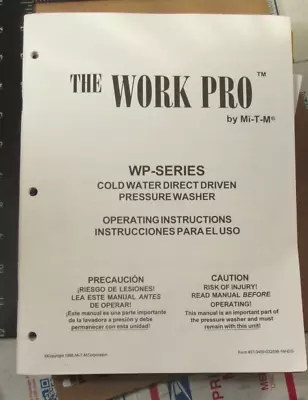 Mi-T-M WP-Series Hot Water Pressure Washers Operating Instructions WORK PRO • $9.99