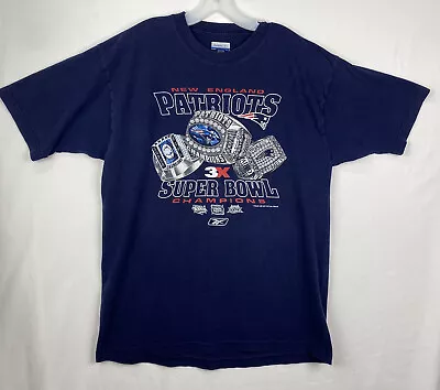 New England Patriots Super Bowl Champions 36 38 39  T-Shirt Rings Reebok Cotton • $13.94