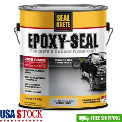 1-Gallon Armor Gray Epoxy-Seal Low VOC Concrete And Garage Floor Paint Safe NEW • $33