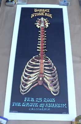 2003 Emek Signed Queens Of The Stone Age Grove Bone Guitar Concert Poster 51/100 • $795