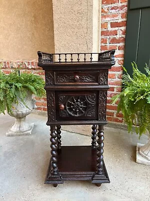 Antique French Nightstand Table Cabinet Brittany Breton Marble Barley Twist • $2945