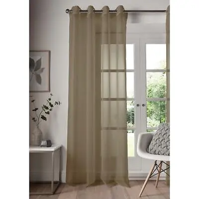 £4.97 • Buy Single Panel Eyelet Top Voile Curtain Pole Rod Pocket Plain Colours Door Window