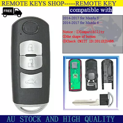 3Button Suits For Mazda 3 6 CX-5 2014 2015 2016 2017 Smart Remote Key Fob • $35.37