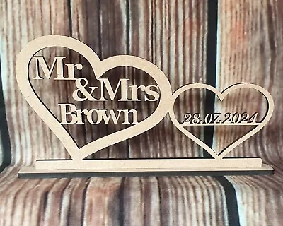 Mr And Mrs Table Sign Freestanding Sign Wedding Table Décor  Wooden Letters • £12.99